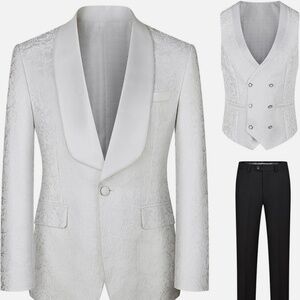 Men's Tuxedo Suits 3 Piece Wedding Prom Embroidered Paisley